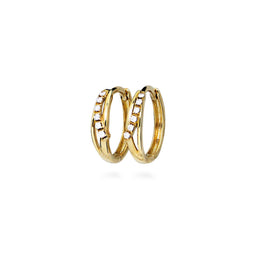 Casablanca 10K Yellow Gold Diamond Ripple Wave Hoop Earrings