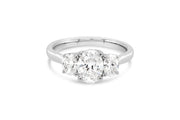1.50CTW Lab Grown Oval Three-Stone Trinity Diamond Ring in White Gold
