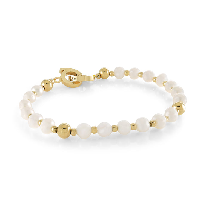 Italgem Stainless Steel and Gold Plated Pearl Bracelet