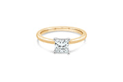 1.00ct Lab Grown Princess Cut Engagement Ring: Yellow Gold