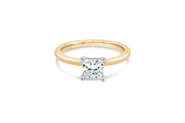 1.00ct Lab Grown Princess Cut Engagement Ring: Yellow Gold