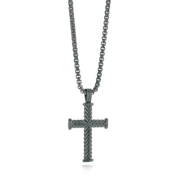 Italgem Men's Stainless Steel Black Cross Necklace