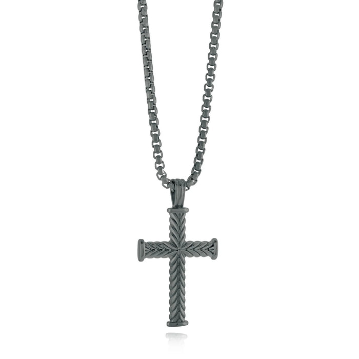 Italgem Stainless Steel Black Cross Necklace