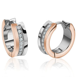 Italgem CZ Huggie Earrings: Rose Tone