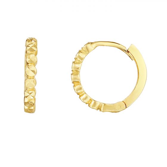 14KT Yellow Gold Diamond Cut Hoop Earrings