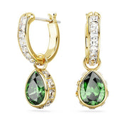 Swarovski Stilla Yellow Gold Tone Green Pear Drop Earrings