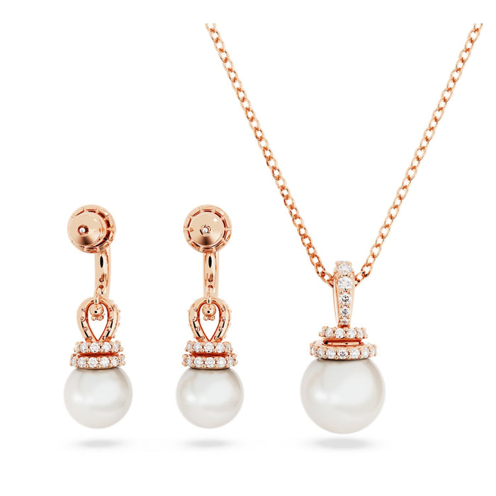 Swarovski Rose Gold-Tone Pearl Necklace and Earrings Set