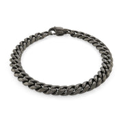 Italgem Stainless Steel 7.7MM Matte Black Cuban Link Chain Bracelet