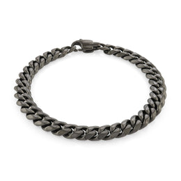 Italgem Stainless Steel 7.7MM Matte Black Cuban Link Chain Bracelet