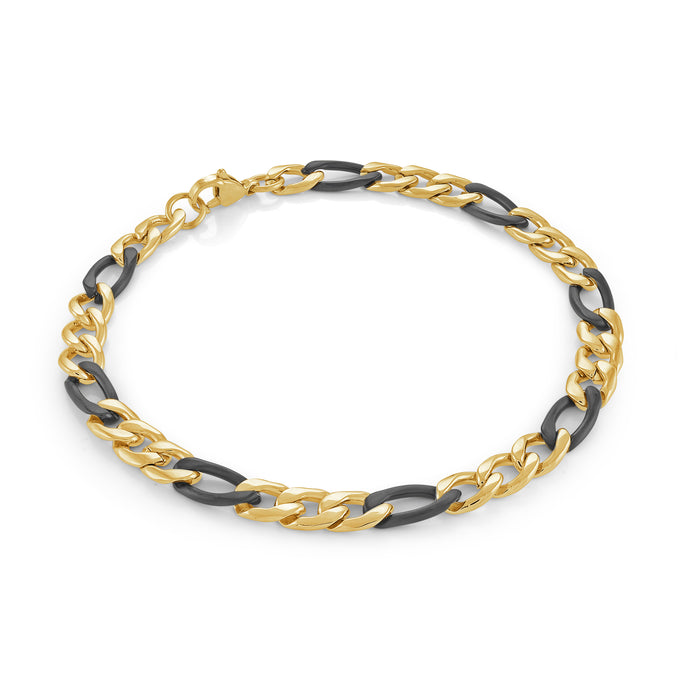Italgem Stainless Steel Black & Yellow Gold-Tone Bracelet