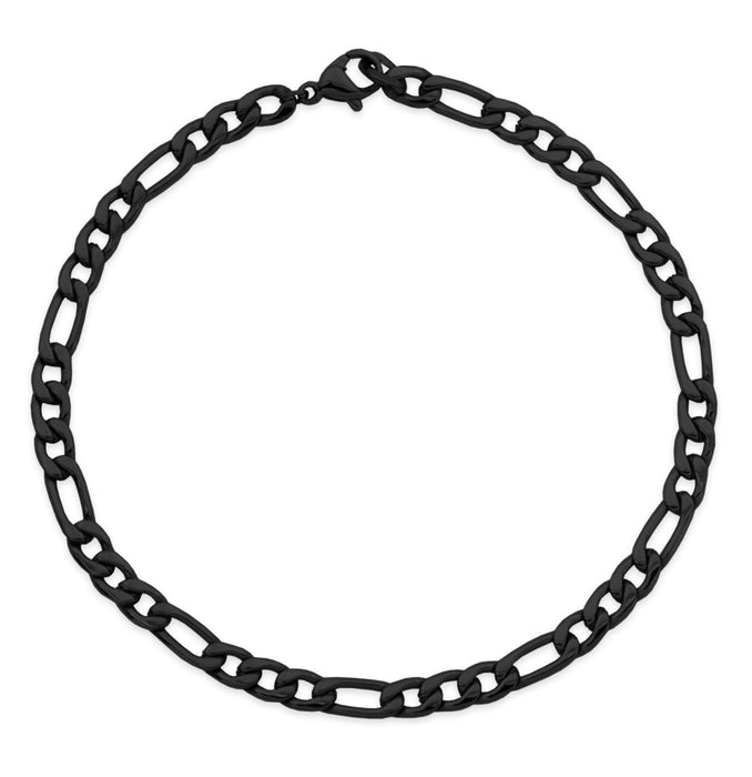 Steelx Stainless Steel Sleek Black Figaro Chain Bracelet