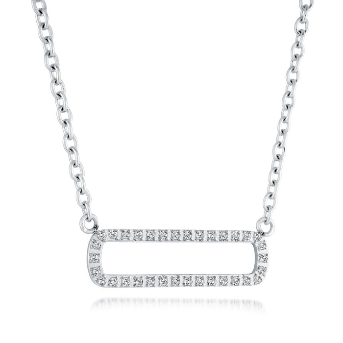 Stainless Steel Oval Bar Necklace