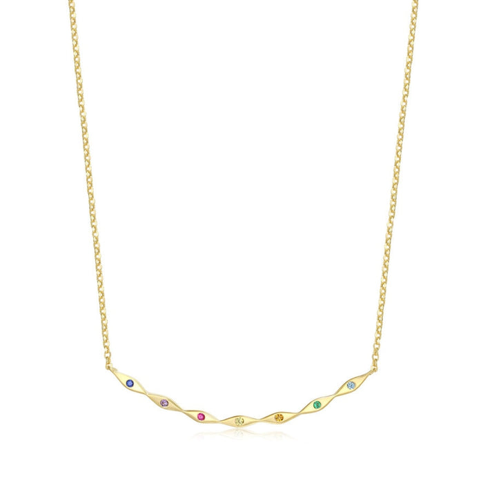 Gold Plated Rainbow CZ Necklace