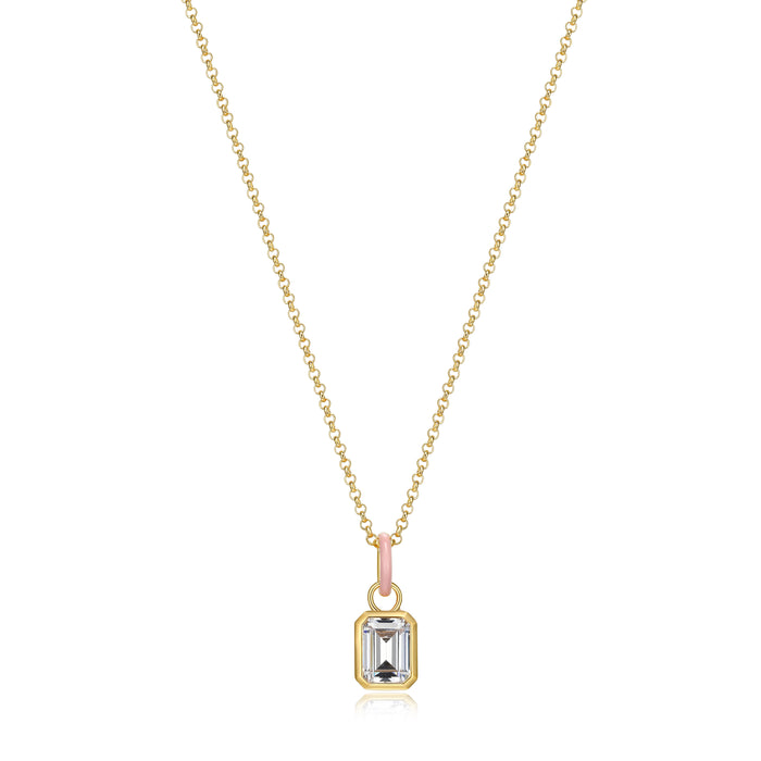 Gold Plated & Pink CZ Necklace