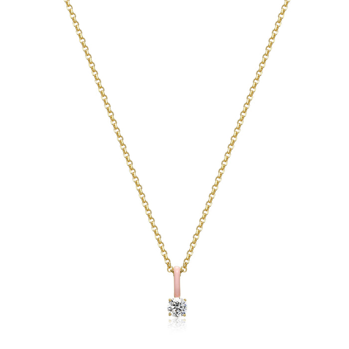 Gold Plated & Pink CZ Necklace