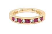 Ruby and Diamond Yellow Gold Band