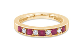 Ruby and Diamond Yellow Gold Band