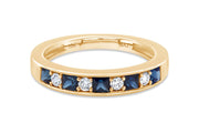 Sapphire and Diamond Yellow Gold Band