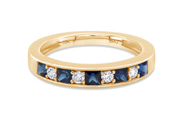 Sapphire and Diamond Yellow Gold Band