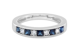 Sapphire and Diamond Channel-Set Band in White Gold