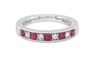 White Gold Ruby and Diamond Band