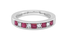 White Gold Ruby and Diamond Band