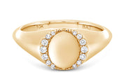Yellow Gold & Diamond Round Diamond Halo Signet Ring