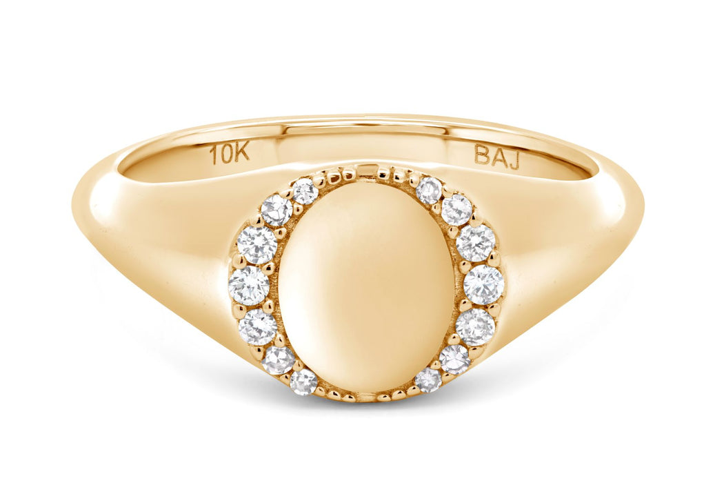 Yellow Gold & Diamond Signet Ring
