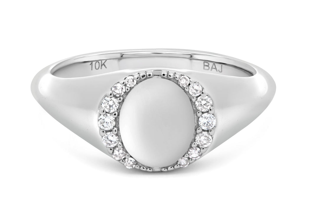 White Gold & Diamond Signet Ring