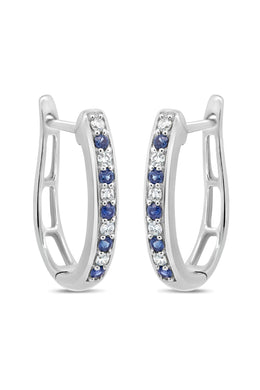 Diamond & Sapphire Hoop Earrings