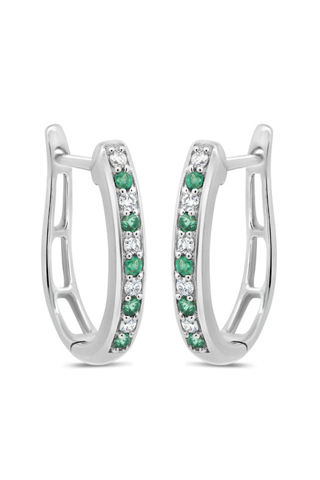 Diamond & Emerald Hoop Earrings