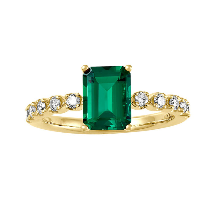1.30CT Lab Grown Diamond & Emerald Ring