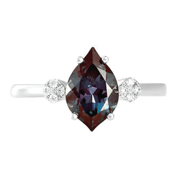 Lab Grown Diamond & Alexandrite White Gold Gemstone Ring