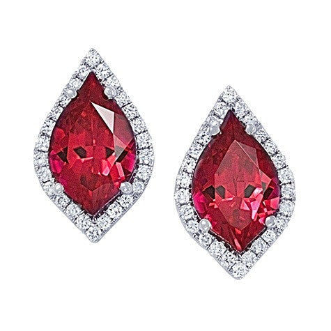 Lab Grown Diamond & Ruby Stud Earrings