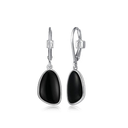 Elle Sterling Silver & Black Agate Drop Earrings