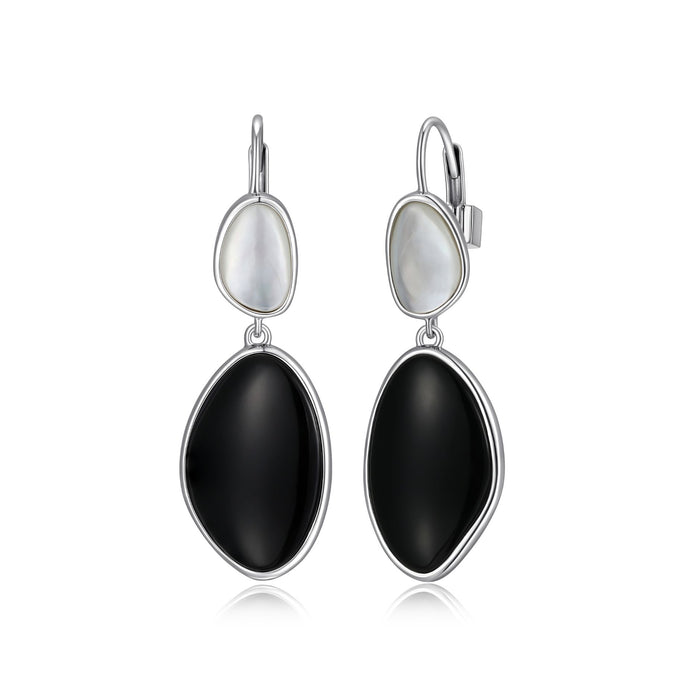 Elle Black & White Agate Drop Earrings