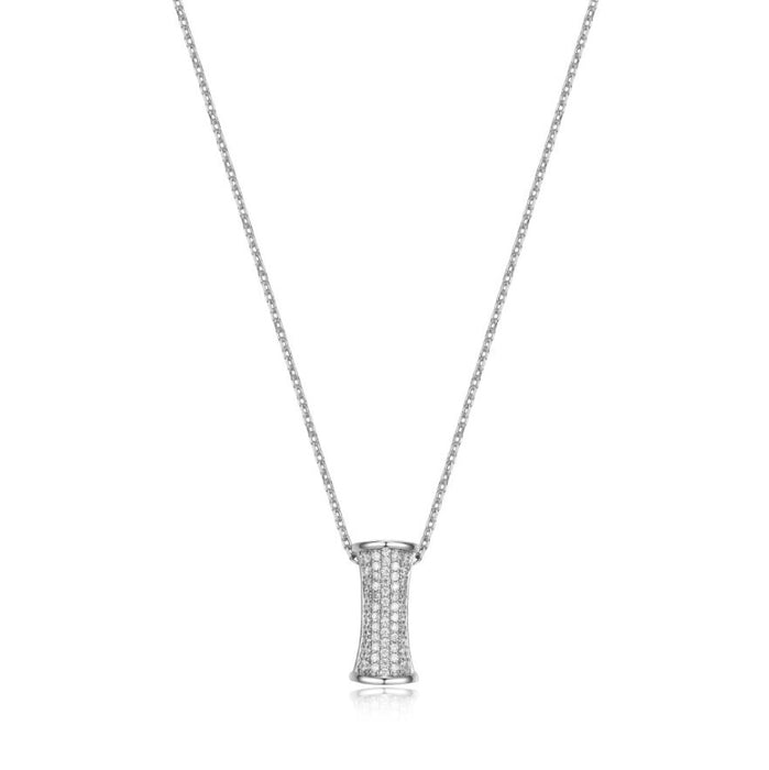 Elle Sterling Silver CZ Bamboo Necklace