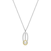 Elle Two Tone Sterling Silver Oval & Circle Necklace
