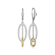 Elle Two Tone Sterling Silver Oval & Circle Earring