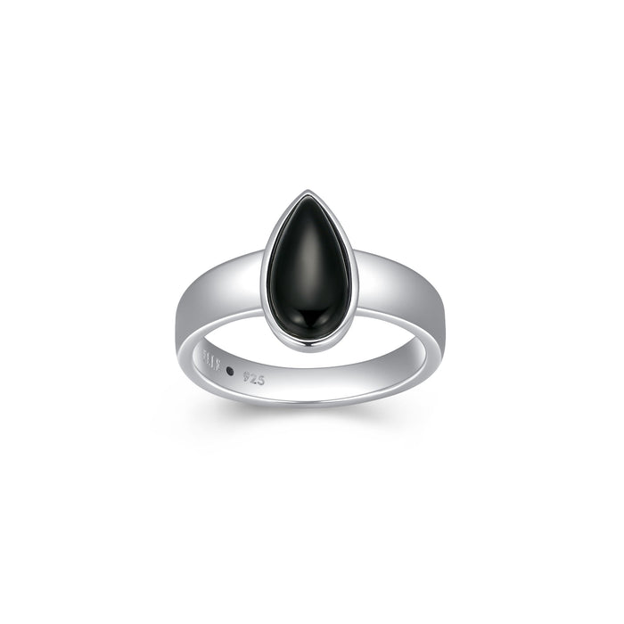 Elle Sterling Silver & Black Agate Ring
