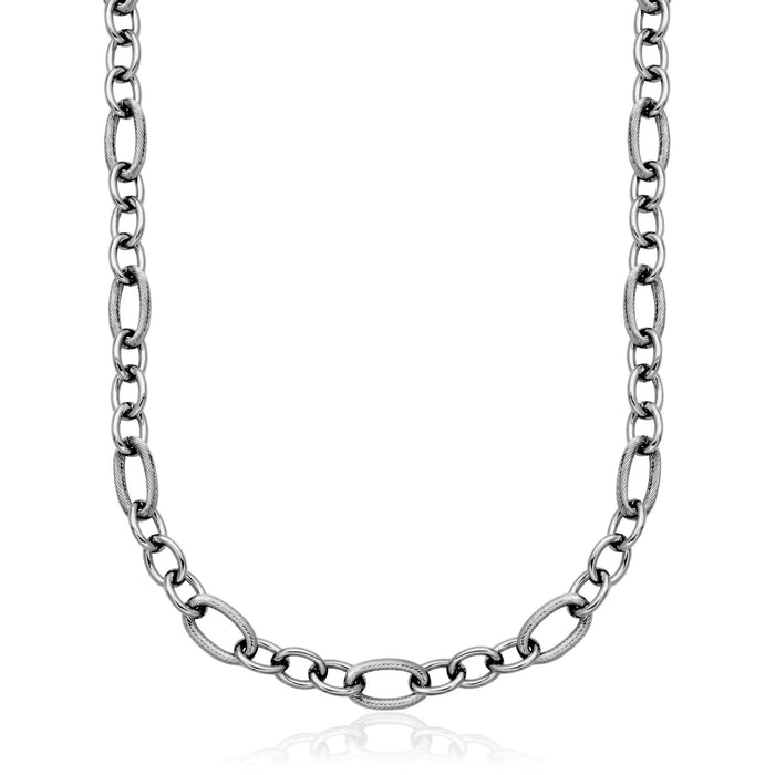 9MM Steelx Stainless Steel Textured Chain Link Necklace