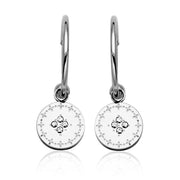 Stainless Steel CZ Disc Drop Earrings