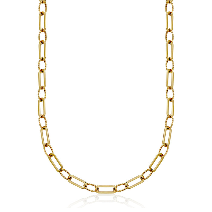Steelx Stainless Steel Paperclip Chain Necklace: Gold Tone