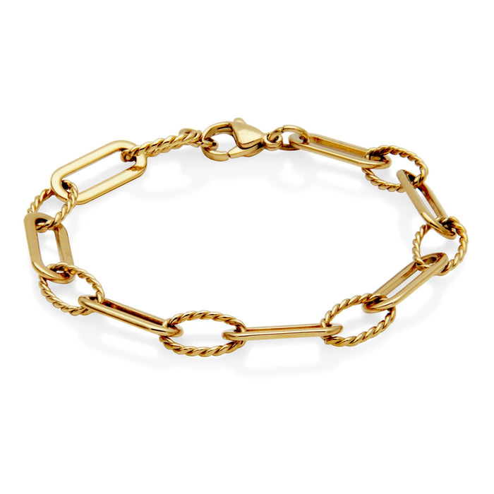 Steelx Stainless Steel Yellow Gold-Tone Paperclip Bracelet