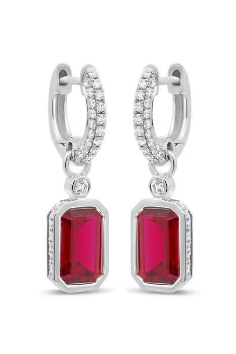 Lab Grown Diamond & Ruby Earrings