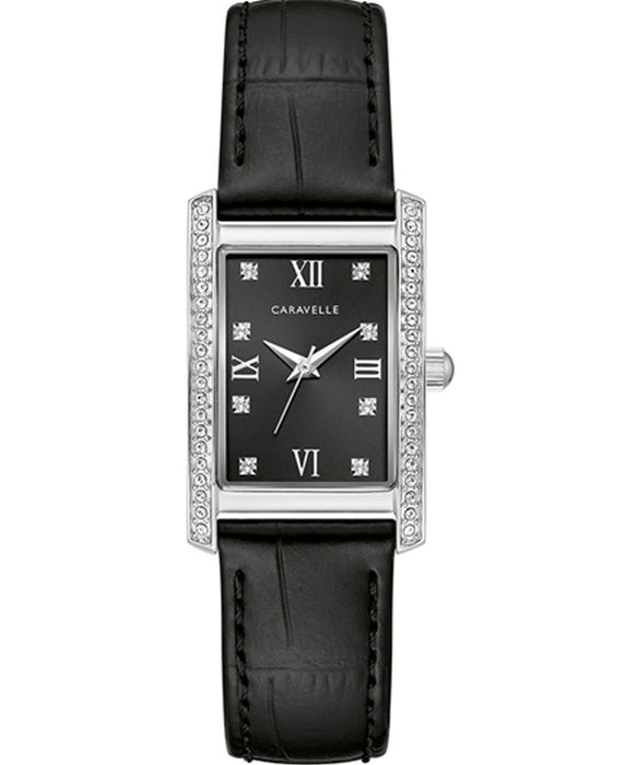 Caravelle Crystal Black Dial Watch