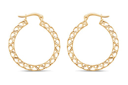 Yellow Gold Open Design Hoop Earrings