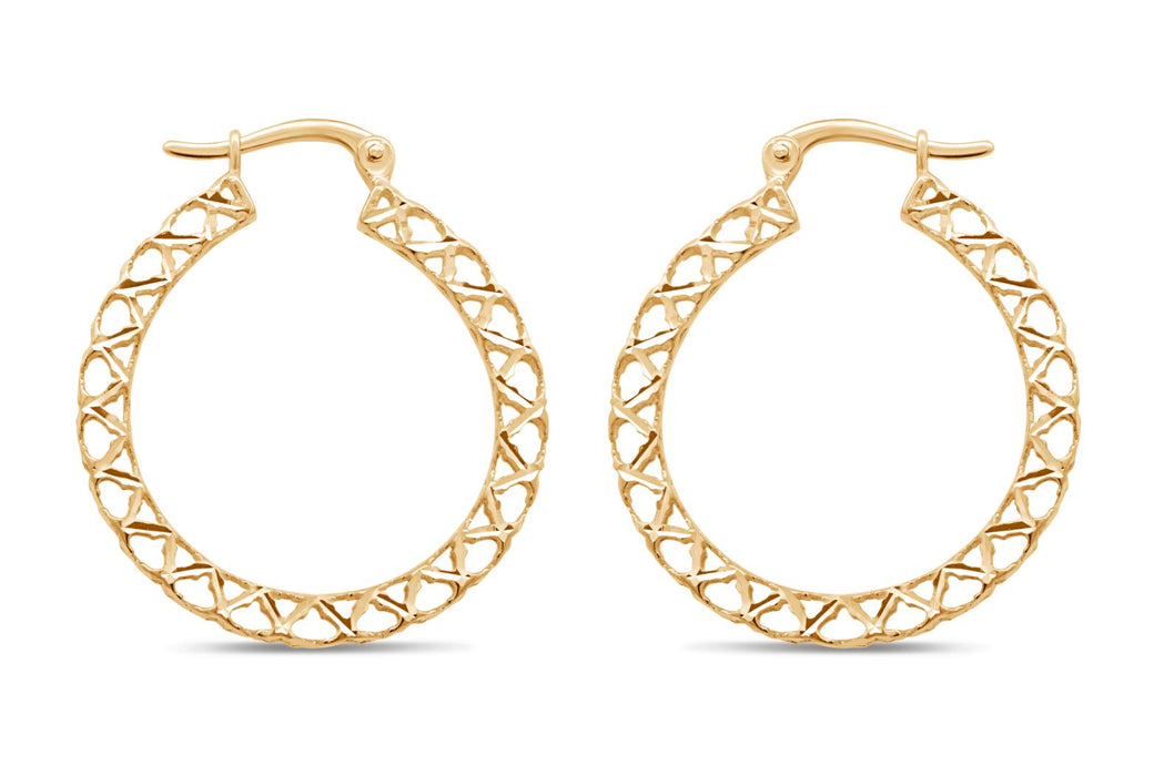 Yellow Gold Open Design Hoop Earrings