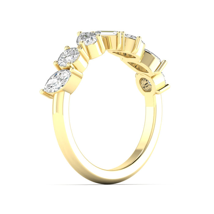 1.50CTW Lab Grown 7 Stone Fan Ring: Yellow Gold