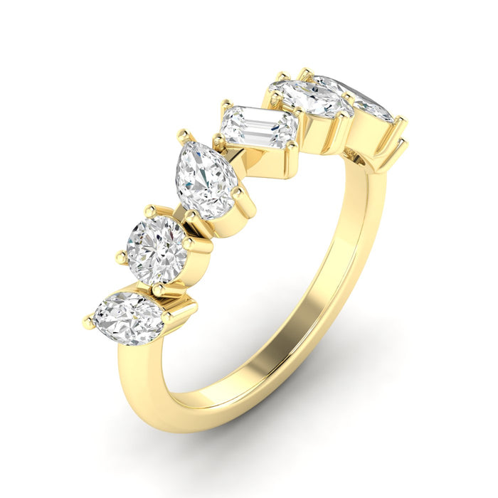 1.50CTW Lab Grown 7 Stone Fan Ring: Yellow Gold
